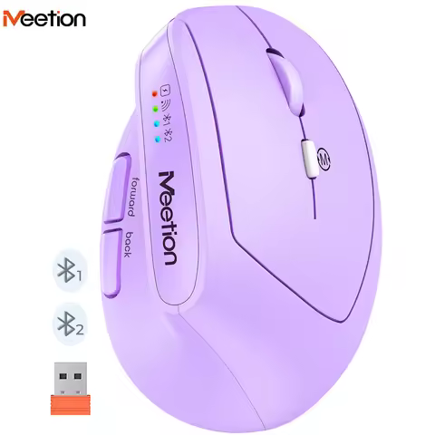 Souris verticale sans fil rechargeable — 2400 DPI, 6 boutons, RGB désactivable