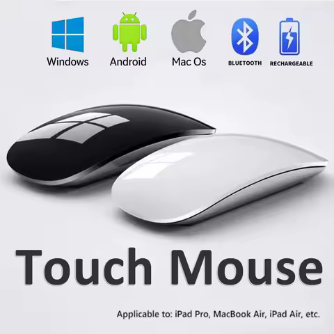 Souris Bluetooth multi-touch sans fil — silencieuse, rechargeable, ergonomique modérée
