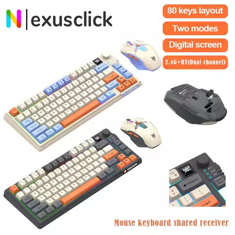 Combo clavier + souris double-mode avec écran d'affichage — bouton dédié
