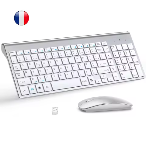 Kit clavier AZERTY + souris ultra-mince — silencieux, compact, pour PC portable